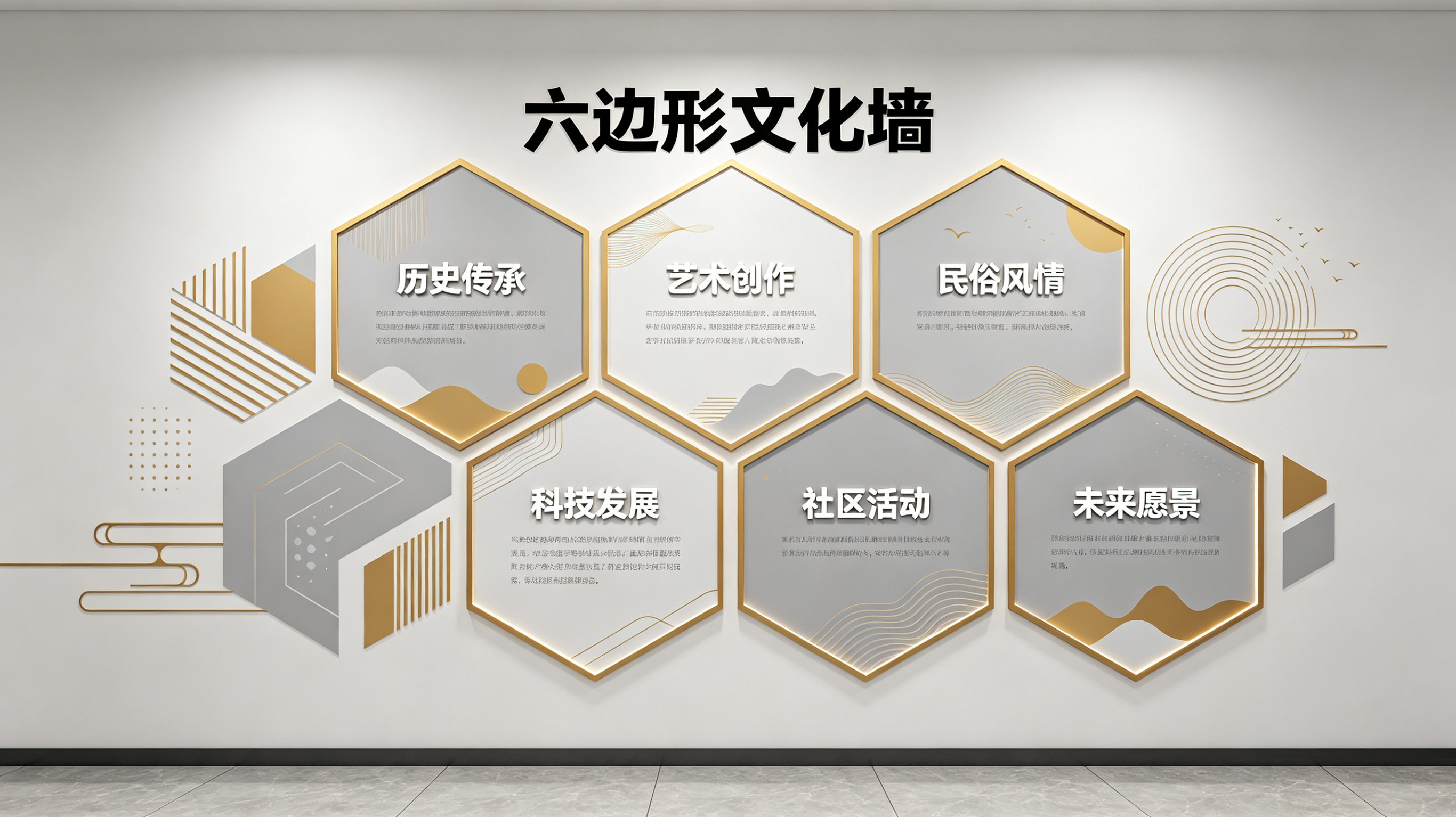  涟水企业文化墙 | 六边形信息美学